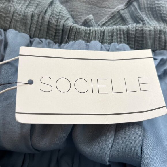 Bluivy Shirt Off Shoulder Cropped Womens Large Blue New Socielle - Picture 10 of 13